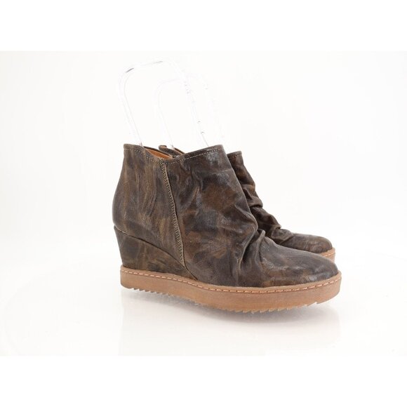 Sofft Womens Siri Ankle Boots Booties Wedge Heel Ruched Green Camouflage 8.5 - Picture 1 of 12